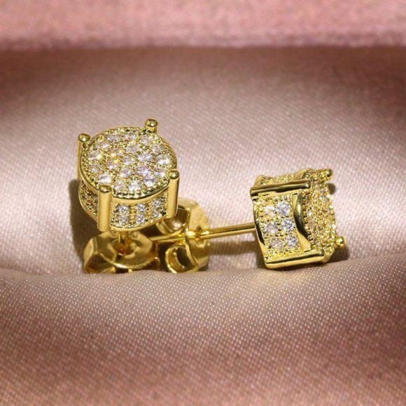 NEW 18K Yellow Gold Diamond All Around Earrings - Picture 3 of 4